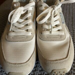 Reebok Cream & White Suede Mesh Sneakers